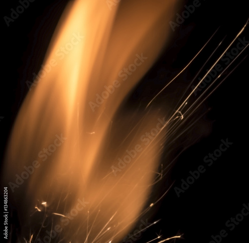 Flame dancing on black