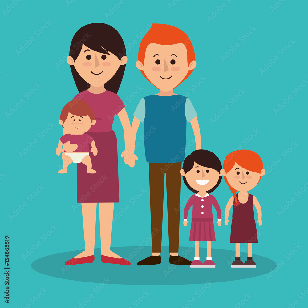 cute family members group vector illustration design
