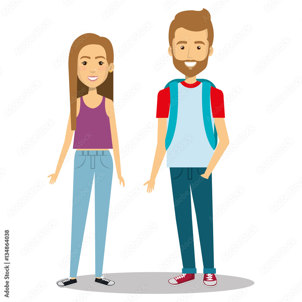 young people group avatars characters vector illustration design