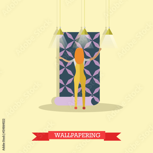 Wallpapering concept vector illustration in flat style