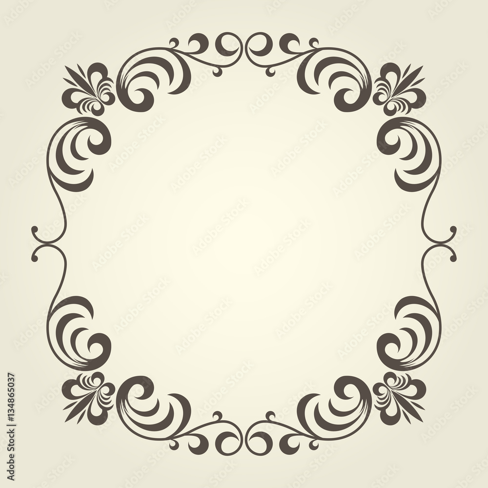 Flourish square frame with ornate curly borders
