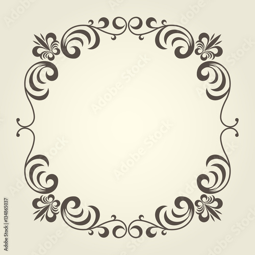 Flourish square frame with ornate curly borders