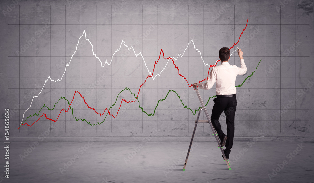 male on ladder drawing chart lines male on ladder drawing chart lines