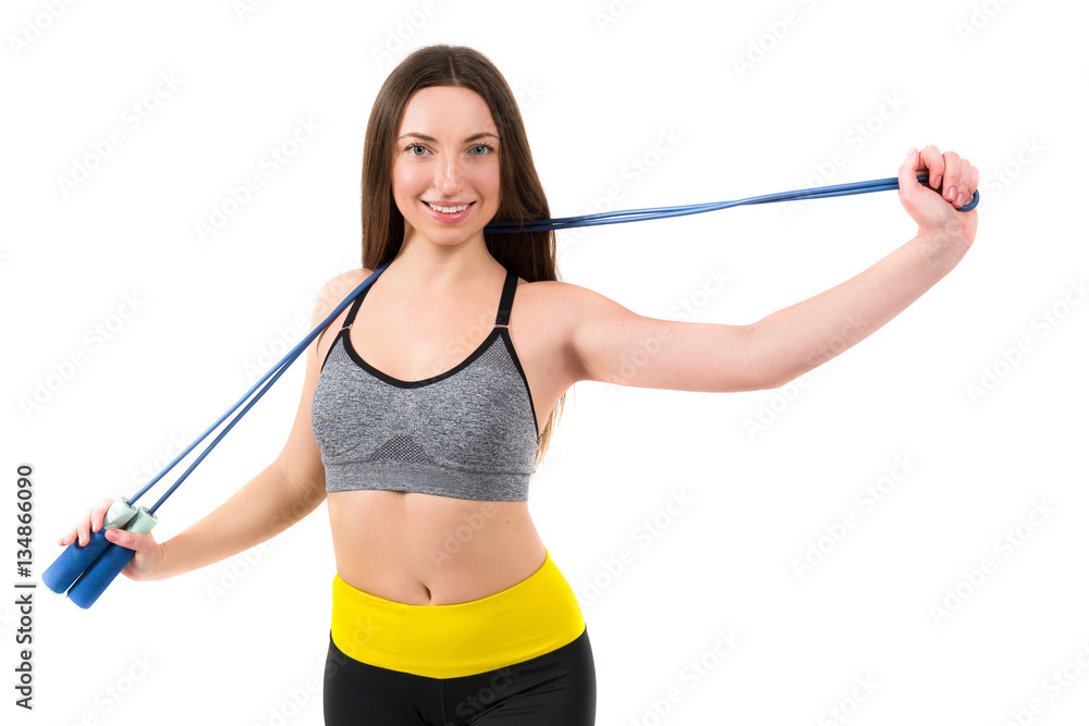 Portrait of a beautiful sports young woman on a white background Portrait of a beautiful sports young woman on a white background