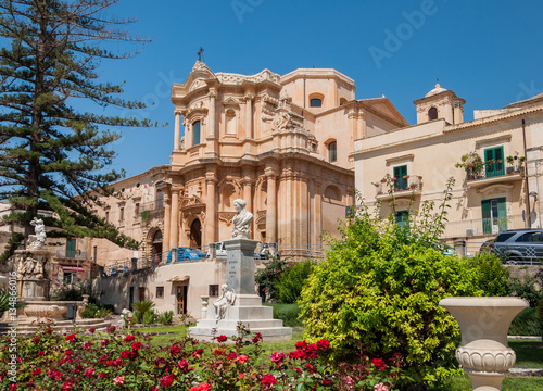 The facade of the church of St. Dominic - a magnificent specimen Sicilian Baroque in Noto, Sicily