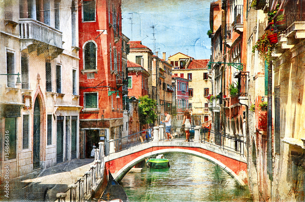 Fototapeta premium Wenecja. Grafika w stylu malarskim