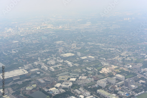 Window seat on airplane overlooking © lockon16