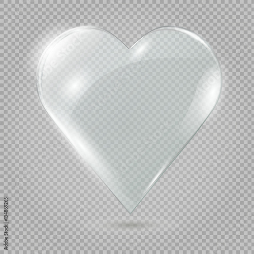 Glass heart on a transparent background, illustration.