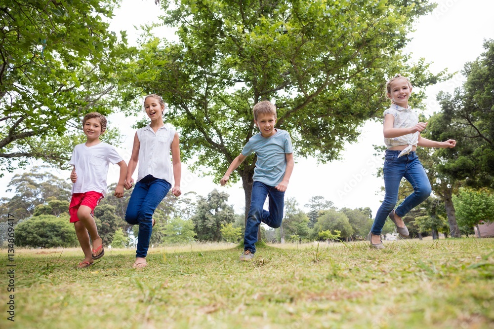 Kids having fun together in park