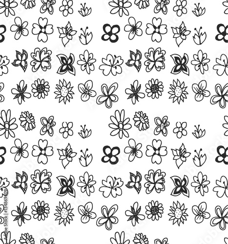 flower doodle seamless pattern background