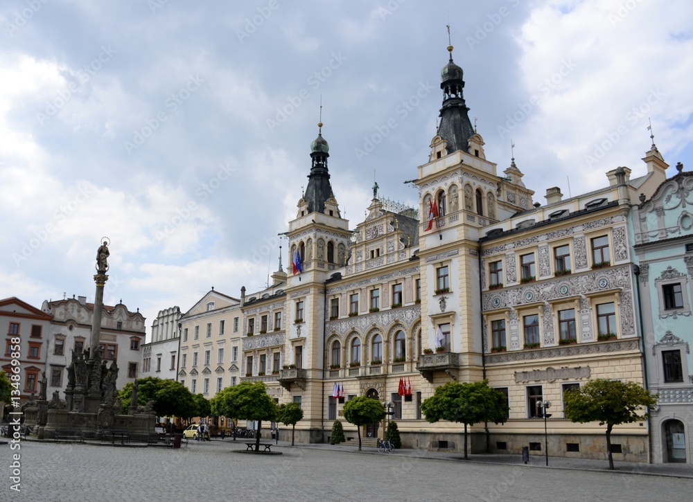 Architecture from Pardubice and cloudy sky