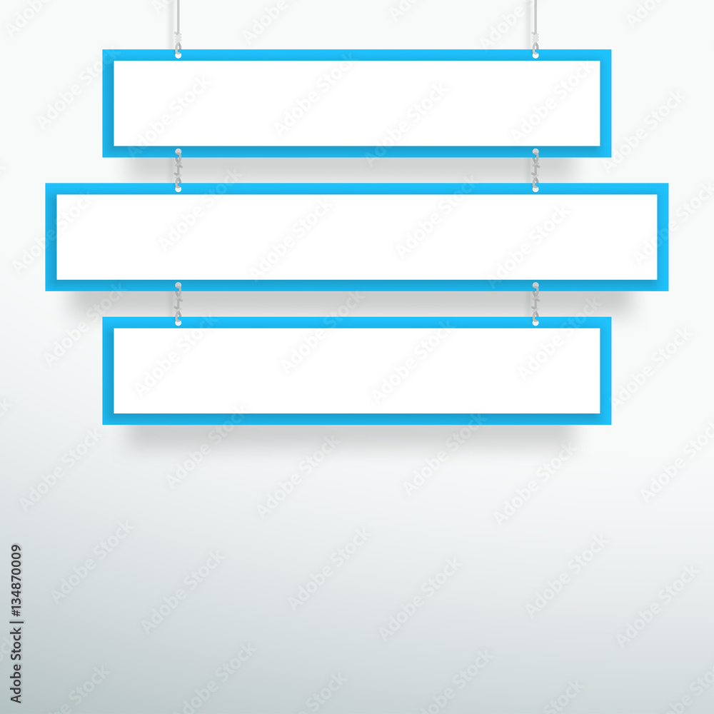 Vector 3d Blank Blue 3 Line Title Banners Hanging Design