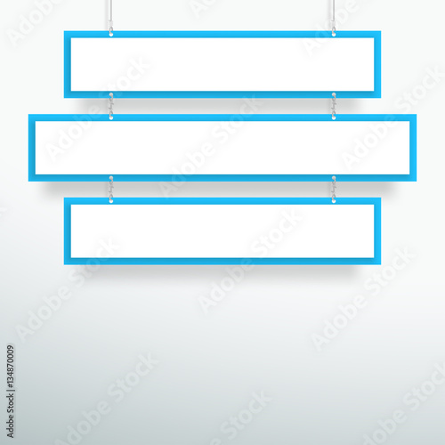 Vector 3d Blank Blue 3 Line Title Banners Hanging Design