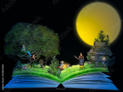 Принти на полотні Magical children's tale in the pages of the open book