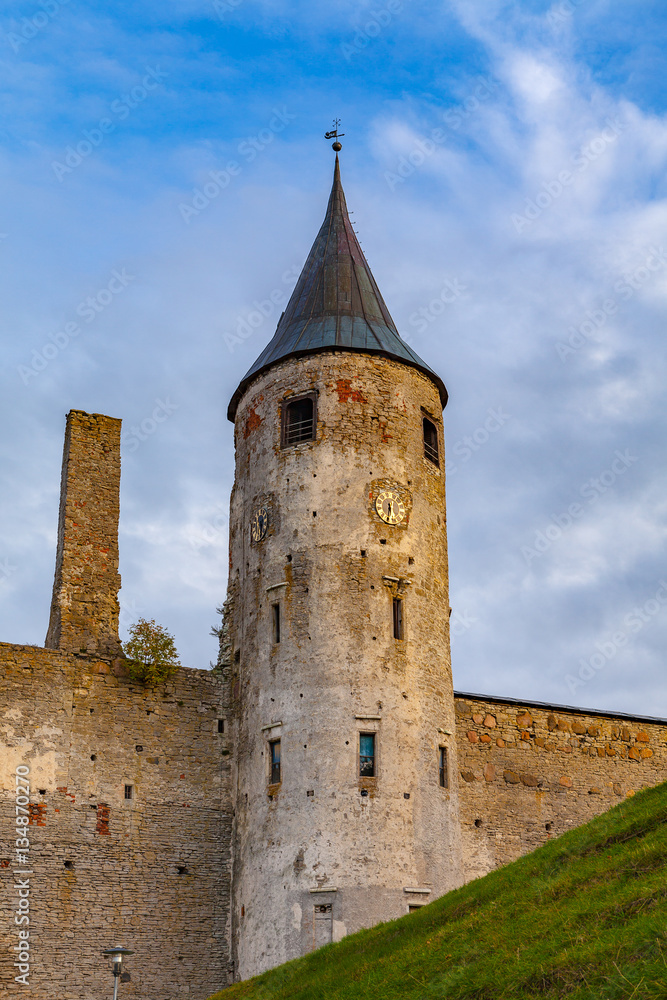 Clock tower of the medieval episcopal castle of Haapsalu, Estonia