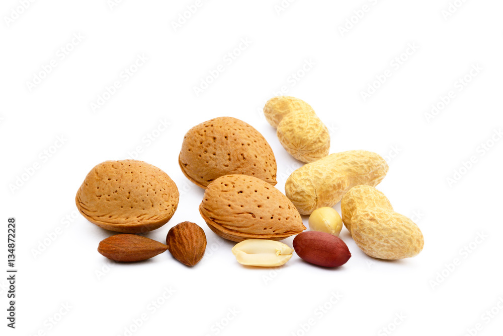 Mixed nuts isolated on white background Mixed nuts isolated on white background