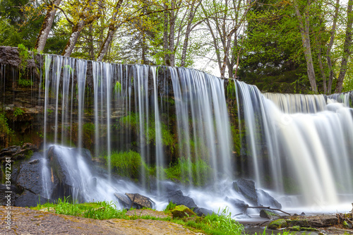 Keila waterfall in Estonia. Spring time. Long exposure.