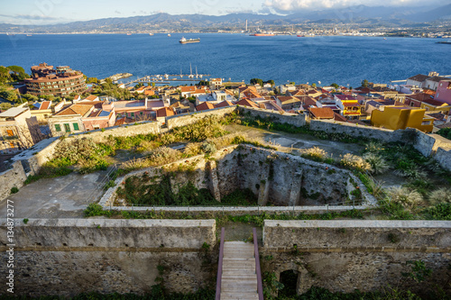 Round bastion of medieval castle in Milazzo, Sicily photo