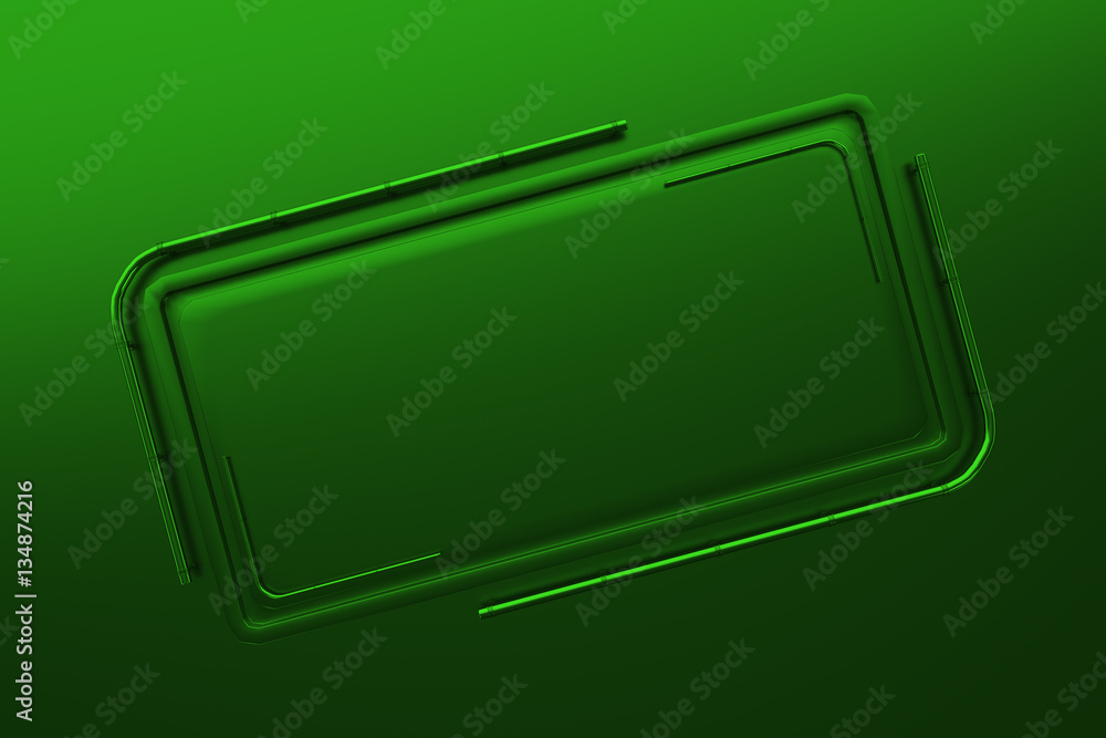 Rectangular brushed metal plate with corner from tubes Rectangular brushed metal plate with corner from tubes