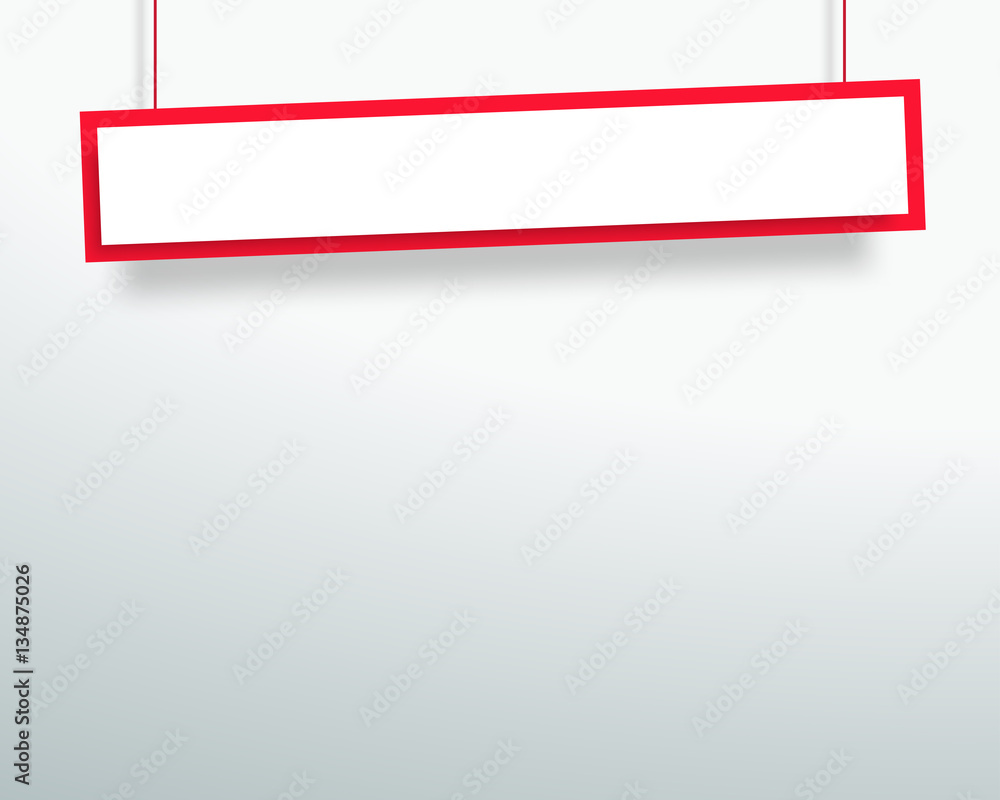 Vector 3d Blank Red 1 Line Wonky Hanging Banner Vector 3d Blank Red 1 Line Wonky Hanging Banner