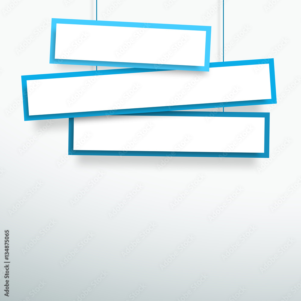 Vector 3d Blank Blue 3 Line Wonky Hanging Banners Vector 3d Blank Blue 3 Line Wonky Hanging Banners