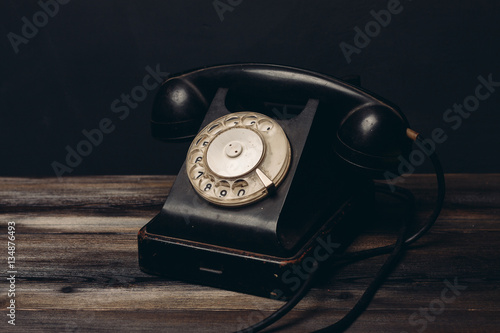 vintage retro phone with wire