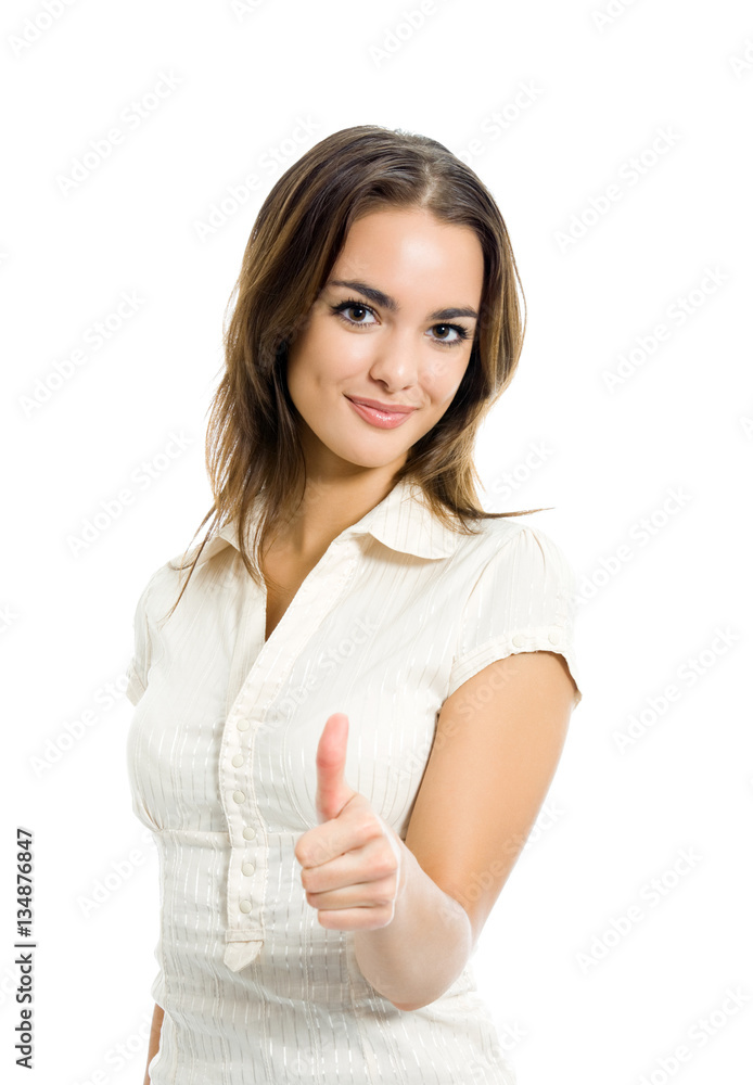 woman with thumbs up gesture, isolated woman with thumbs up gesture, isolated