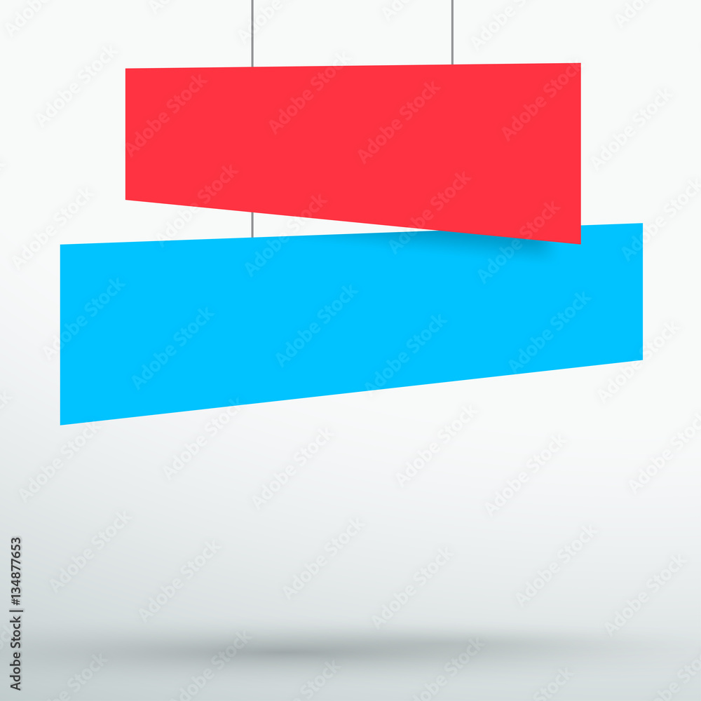 Infographic 2 Red Blue Title Boxes Hanging 3d Vector Infographic 2 Red Blue Title Boxes Hanging 3d Vector