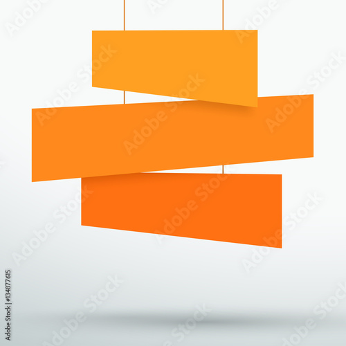 Infographic 3 Orange Title Boxes Hanging 3d Vector