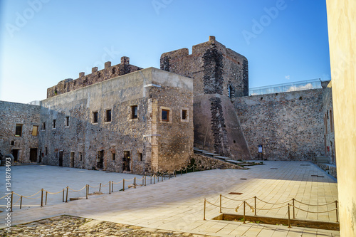 Round bastion of medieval castle in Milazzo, Sicily