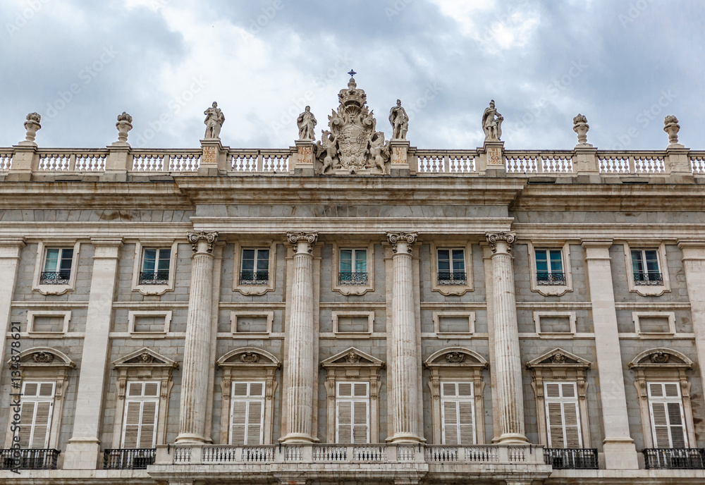 Detail of the facade of Royal Palace of Madrid