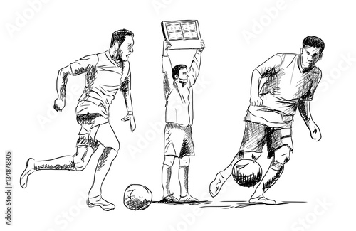 Sketch of football player in Vector. 