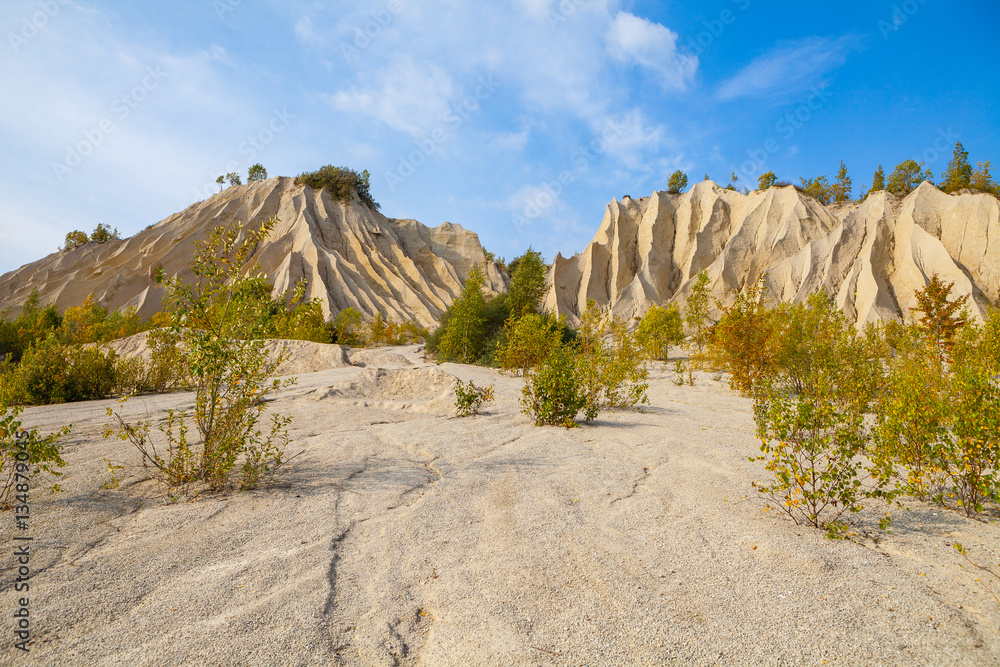 Sand hills of Rummu quarry. Autumn scene, Estonia