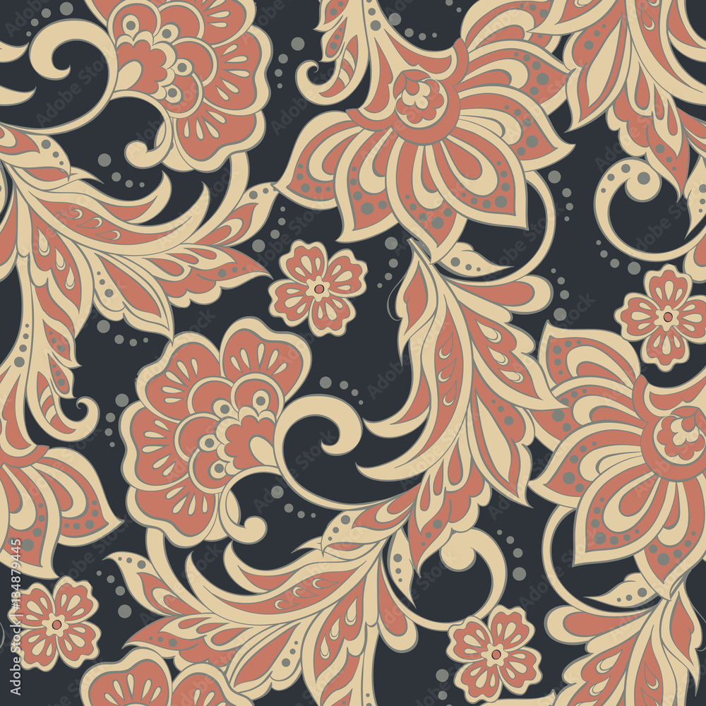 Floral Pattern in Indian Batik Style