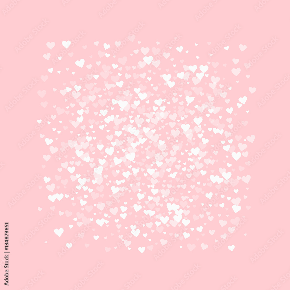 White hearts confetti. Square frame on pale_pink valentine background. Vector illustration. White hearts confetti. Square frame on pale_pink valentine background. Vector illustration.