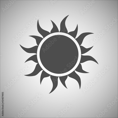 Gray sun icon. Modern simple flat sunlight, sign. Trendy vector summer symbol for website design, web button, mobile app. Logo illustration