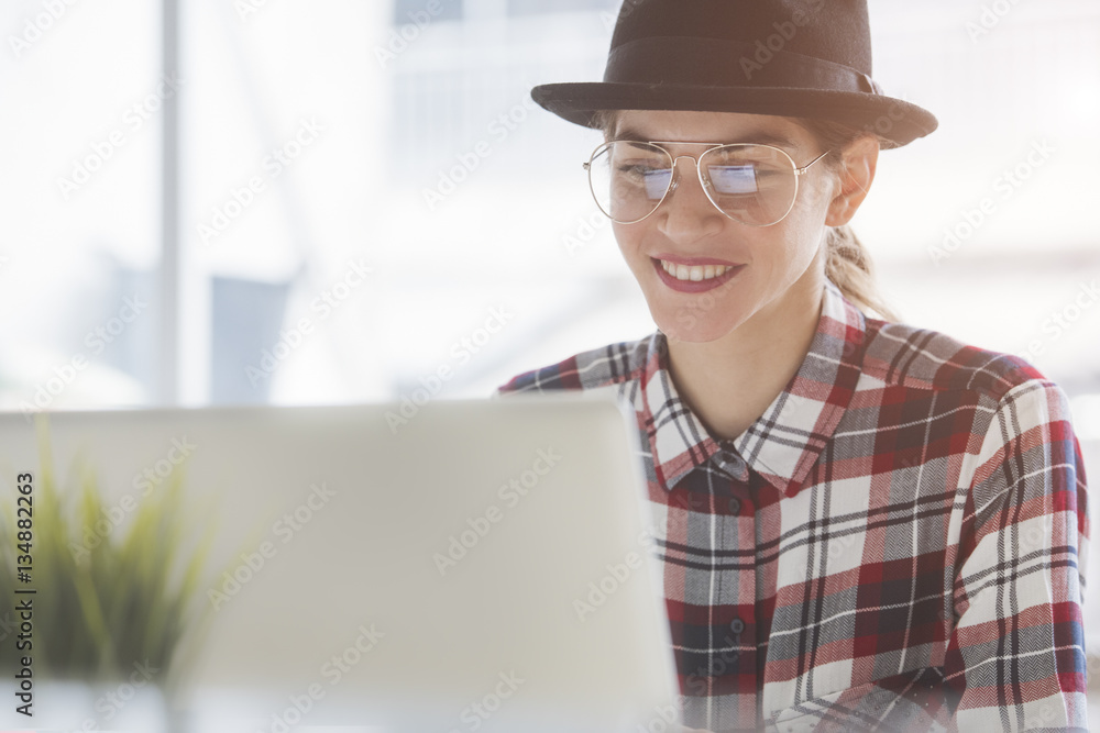 hipster style woman using laptop hipster style woman using laptop
