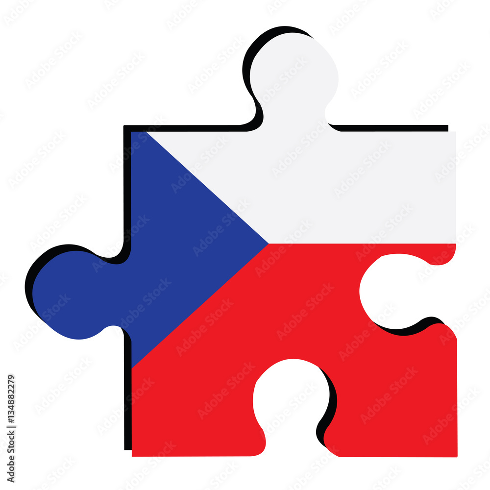 Isolated piece of puzzle with the Czech Republican flag, Vector illustration Isolated piece of puzzle with the Czech Republican flag, Vector illustration