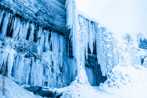 Ice cave in frozen waterfall Jagala  Estonia