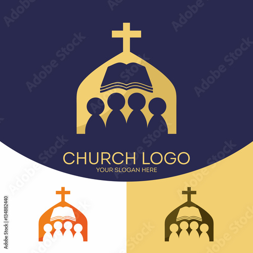 Church logo. Christian symbols. Believers in the Lord Jesus Christ and the Holy Bible.
