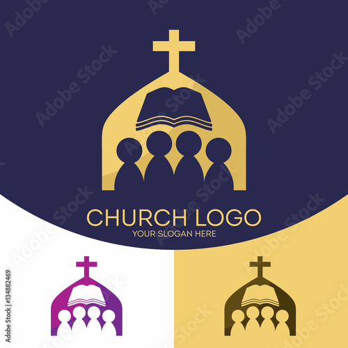 Church logo. Christian symbols. Believers in the Lord Jesus Christ and the Holy Bible.