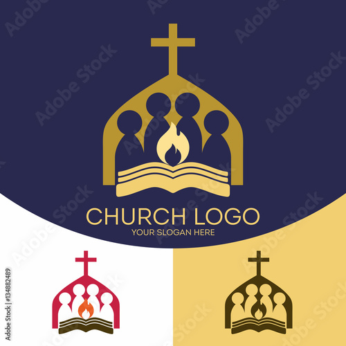 Church logo. Christian symbols. Believers in the Lord Jesus Christ and the Holy Bible.