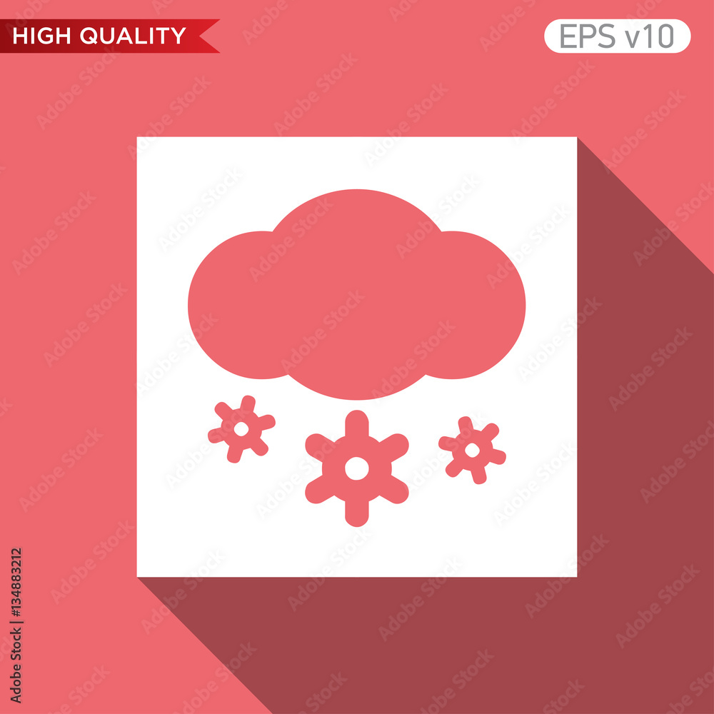 Colored icon or button of snow cloud symbol with background