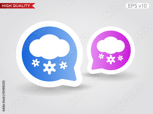 Colored icon or button of snow cloud symbol with background