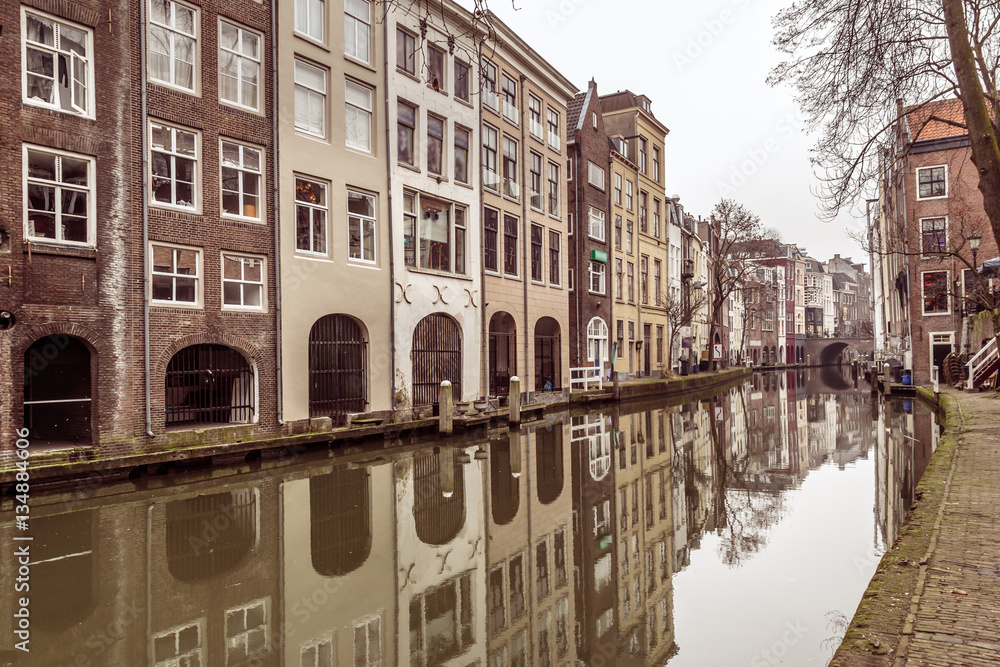 Streetview historical center of Utrecht the Netherlands