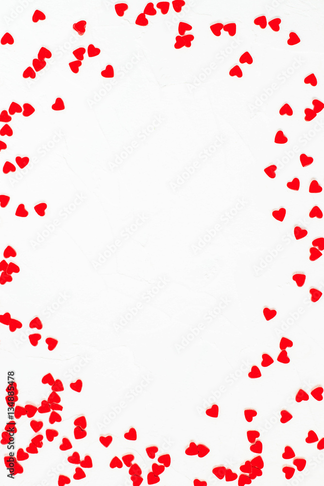 Festive background with decorations in the shape of heart