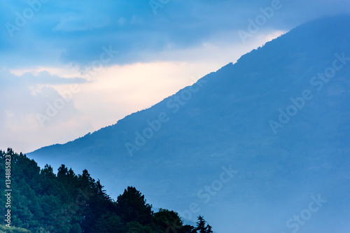 Twilight over volcano ridge, Guatemala