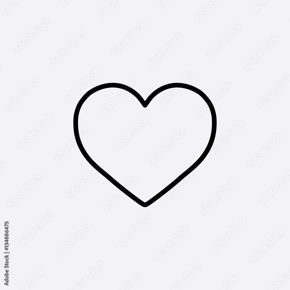 heart love valentine line icon black on white