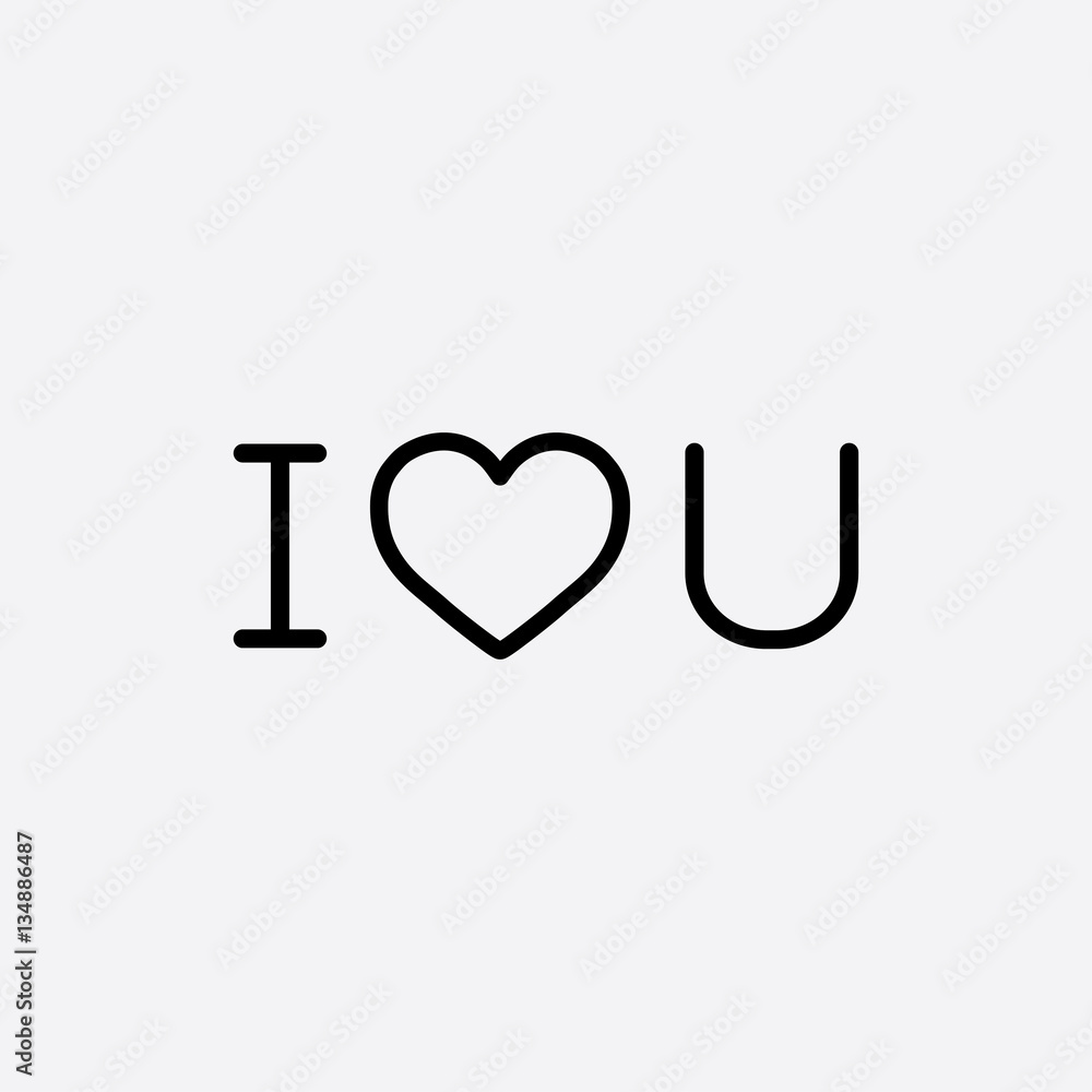 i love you text line icon black on white i love you text line icon black on white