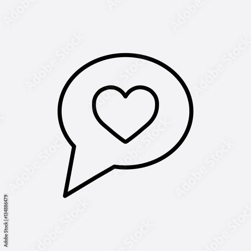 love like heart sign line icon black on white photo